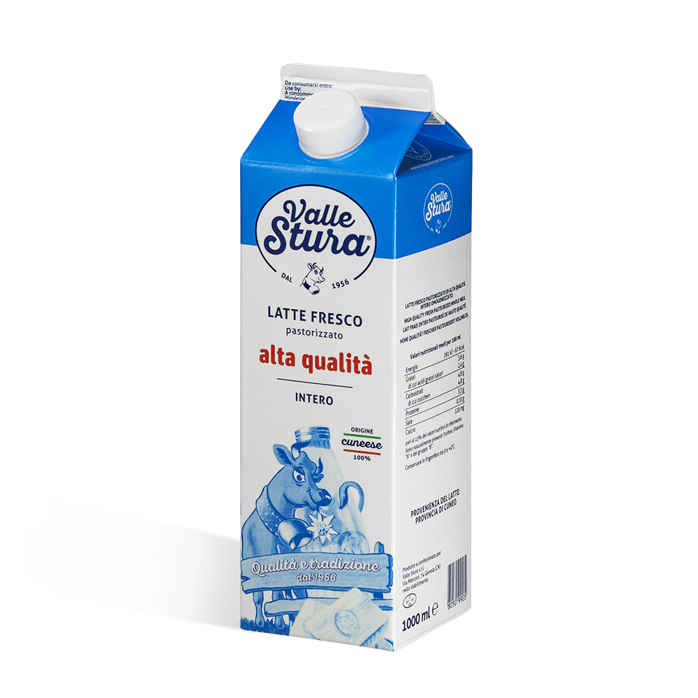 Vallestura Latte Fresco Pastorizzato Intero Alta Qualità 1000Ml New